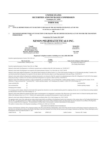 Thumbnail Xenon Pharmaceuticals 10-K Annual Report 2021