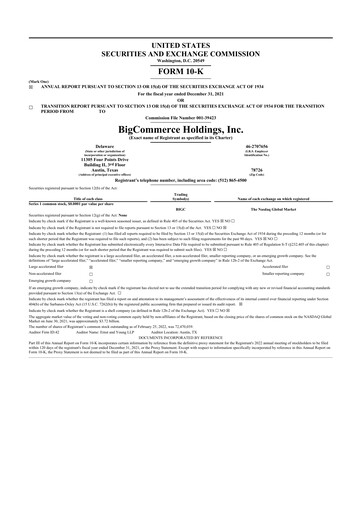 Thumbnail BigCommerce 10-K Annual Report 2021