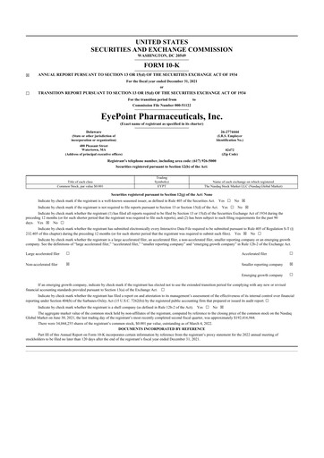 Thumbnail EyePoint Pharmaceuticals
 10-K Annual Report 2021