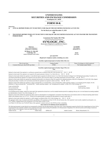 Thumbnail Synlogic 10-K Annual Report 2021