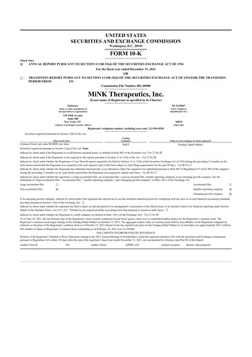 Thumbnail MiNK Therapeutics 10-K Annual Report 2021