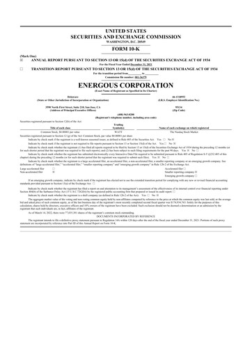 Thumbnail Energous 10-K Annual Report 2021