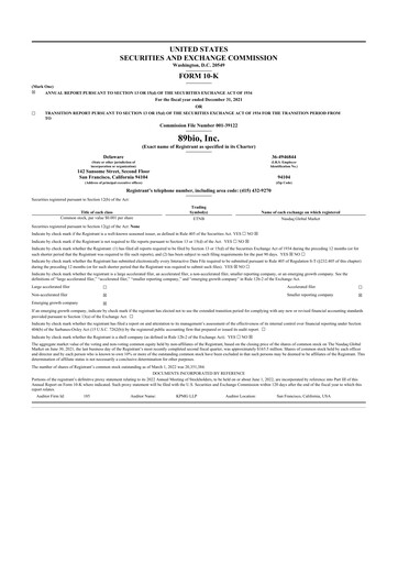 Thumbnail 89bio 10-K Annual Report 2021