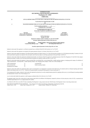 Thumbnail Pathfinder Bancorp 10-K Annual Report 2021