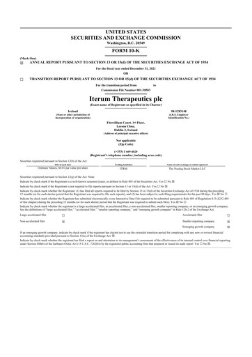 Thumbnail Iterum Therapeutics 10-K Annual Report 2021