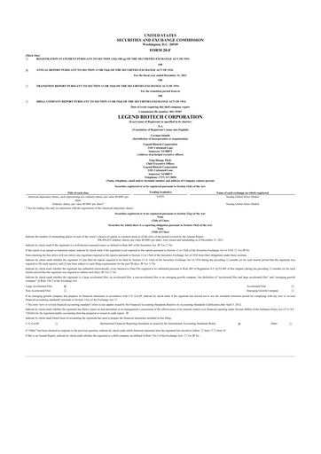 Thumbnail Legend Biotech 20-F Annual Report 2021