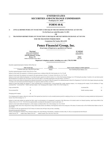 Vorschaubild Ponce Financial Group 10-K Jahresbericht 