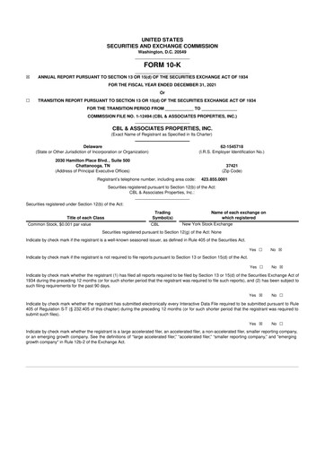 Thumbnail CBL Properties
 10-K Annual Report 2021