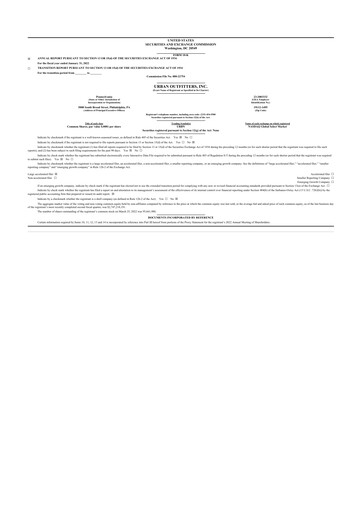 Thumbnail Urban Outfitters
 10-K Annual Report 2022