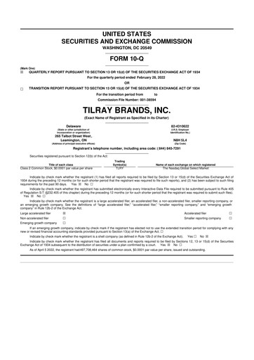 Thumbnail Tilray Brands
 10-Q Quarterly Report FY2022 