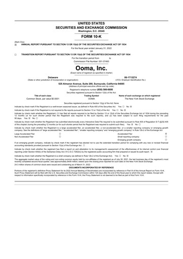 Thumbnail Ooma 10-K Annual Report 2022