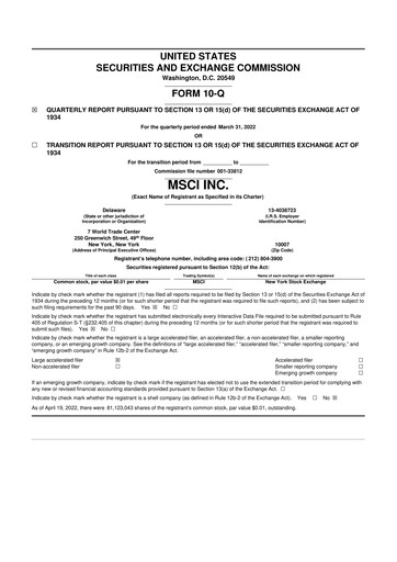 Vorschaubild MSCI 10-Q Quartalsbericht  