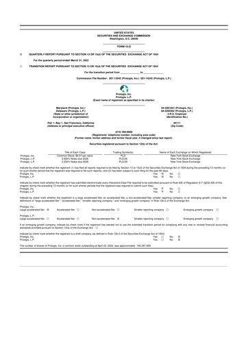 Thumbnail Prologis 10-Q Quarterly Report FY 