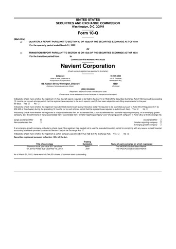 Vorschaubild Navient 10-Q Quartalsbericht 2022 