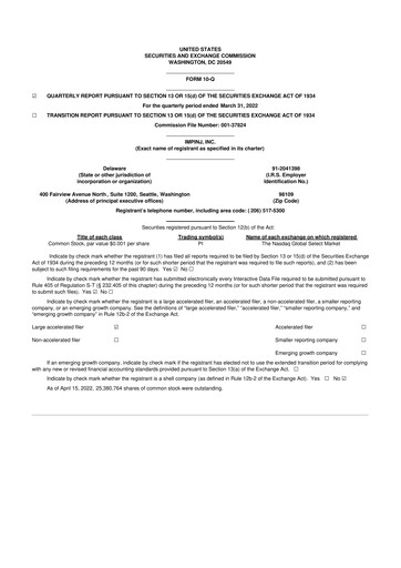Thumbnail Impinj 10-Q Quarterly Report FY2022 