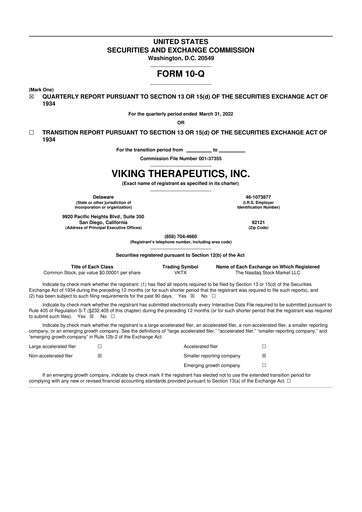 Thumbnail Viking Therapeutics
 10-Q Quarterly Report FY2022 