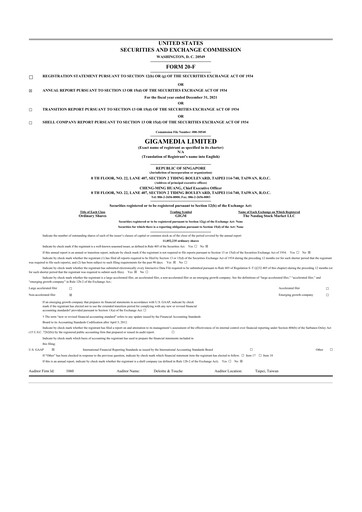 Thumbnail GigaMedia 20-F Annual Report 2021