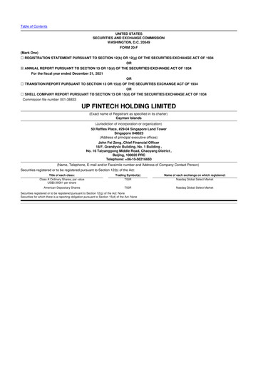 Thumbnail UP Fintech (Tiger Brokers) 20-F Annual Report 2021