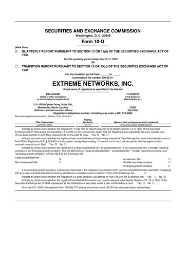 Thumbnail Extreme Networks
 10-Q Quarterly Report FY2022 