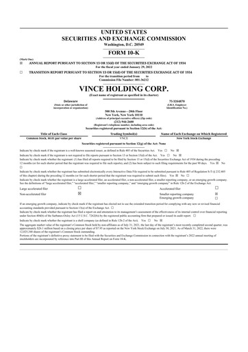 Thumbnail Vince Holding 10-K Annual Report 2021