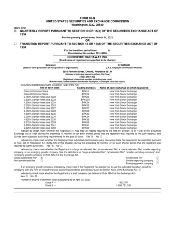 Vorschaubild Berkshire Hathaway  10-Q Quartalsbericht 2022 