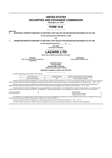 Thumbnail Lazard 10-Q Quarterly Report FY 