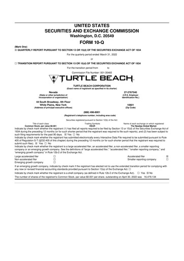Thumbnail Turtle Beach Corp
 10-Q Quarterly Report FY2022 