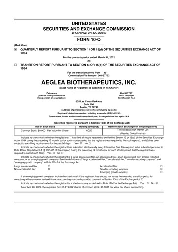 Miniature Spyre Therapeutics 10-Q Rapport trimestriel  