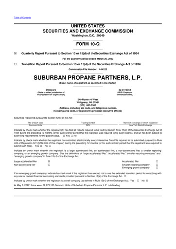 Thumbnail Suburban Propane Partners 10-Q Quarterly Report FY2022 