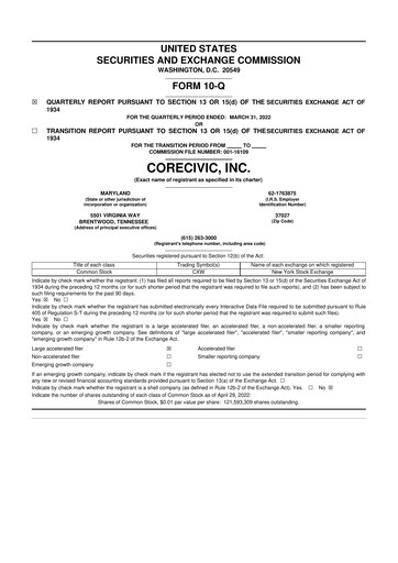 Thumbnail CoreCivic 10-Q Quarterly Report FY2022 