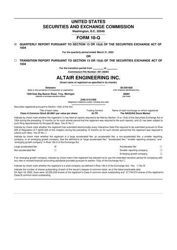Vorschaubild Altair Engineering
 10-Q Quartalsbericht 2022 