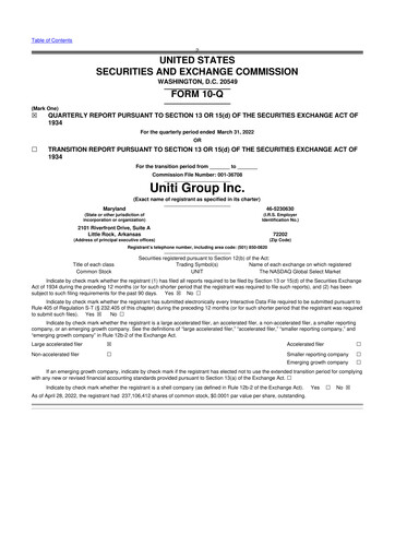 Thumbnail Uniti 10-Q Quarterly Report FY2022 