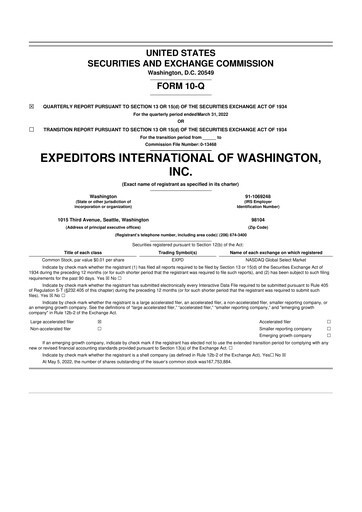 Thumbnail Expeditors International 10-Q Quarterly Report FY2022 