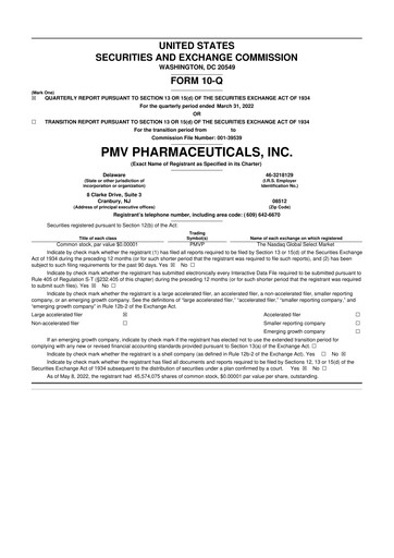 Thumbnail PMV Pharmaceuticals 10-Q Quarterly Report FY2022 