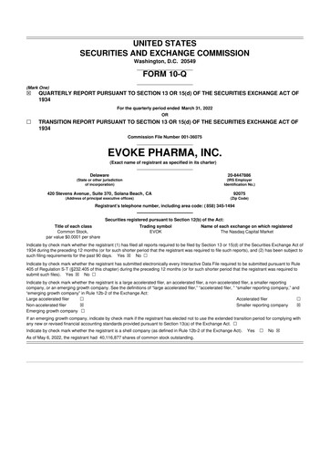 Thumbnail Evoke Pharma
 10-Q Quarterly Report FY2022 