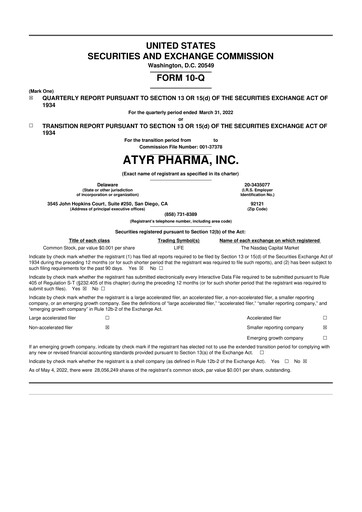 Thumbnail aTyr Pharma 10-Q Quarterly Report FY2022 