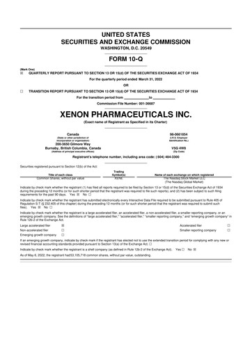 Thumbnail Xenon Pharmaceuticals 10-Q Quarterly Report FY2022 