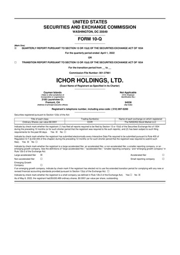 Thumbnail Ichor Systems 10-Q Quarterly Report FY2022 