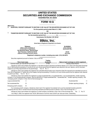 Thumbnail 89bio 10-Q Quarterly Report FY2022 