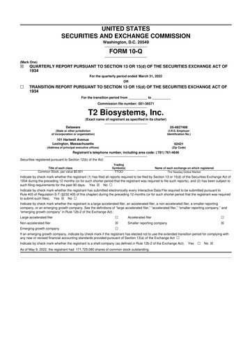 Thumbnail T2 Biosystems
 10-Q Quarterly Report FY2022 