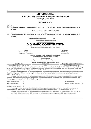 Vorschaubild Digimarc
 10-Q Quartalsbericht 2022 