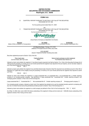 Miniature Pathfinder Bancorp 10-Q Rapport trimestriel 2022 