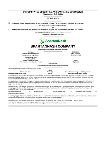 Thumbnail SpartanNash
 10-Q Quarterly Report FY2022 