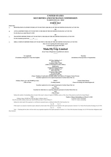 Thumbnail MakeMyTrip
 20-F Annual Report 2022