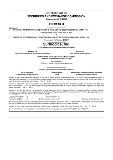 Thumbnail SurModics 10-Q Quarterly Report FY2022 