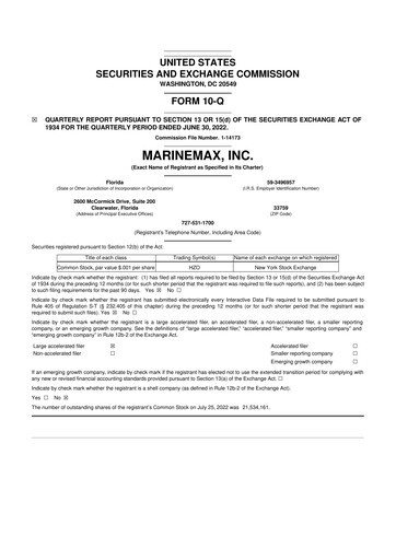 Thumbnail MarineMax 10-Q Quarterly Report FY2022 