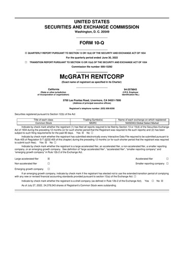 Thumbnail McGrath RentCorp
 10-Q Quarterly Report FY2022 