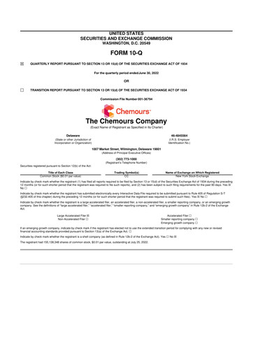 Thumbnail Chemours
 10-Q Quarterly Report FY2022 