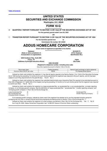 Vorschaubild 
Addus HomeCare 10-Q Quartalsbericht 2022 
