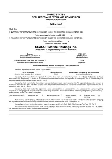 Thumbnail SEACOR Marine 10-Q Quarterly Report FY2022 